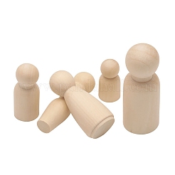 Ensemble de poupées à chevilles en bois inachevées&nbsp;PW-WG39B3A-01