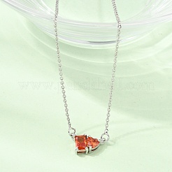 Collane con catena a maglie e ciondolo rettangolare e a cuore in ottone con pavé di zirconi cubici&nbsp;KK-CBAB173-04P-11