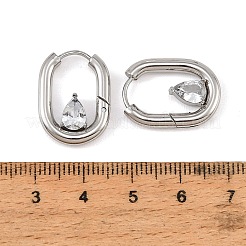 Pendientes de aro de acero inoxidable 304 con circonitas cúbicas para mujer&nbsp;SA-CBAF36C-05P