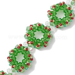 Handgefertigte Glasperlenarmbänder mit Weihnachtskranz für Frauen&nbsp;BJEW-MZ00060