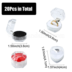 15 Stück transparente Ringboxen aus Kunststoff in 3 Farben.&nbsp;AJEW-YW0001-28
