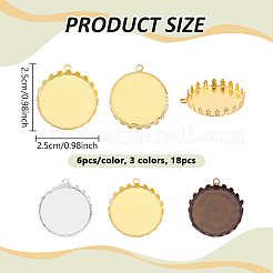 18 pz. 3 colori incastonati in cabochon per ciondolo in ottone&nbsp;KK-PH0015-26