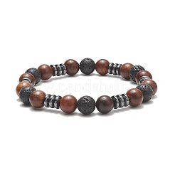 Stretcharmband aus Edelstein- und Holzperlen für Damen&nbsp;BJEW-JB09153
