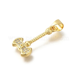 Porte micro ouvrent pendentifs zircone cubique en laiton de placage&nbsp;KK-Z086-66G-06