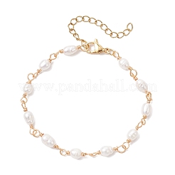 Gliederarmbänder aus natürlichen Zuchtperlen aus Süßwasserperlen für Frauen&nbsp;BJEW-JB12499