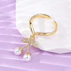 Bagues de manchette ouvertes en laiton avec micro pavé de zircone cubique pour femmes&nbsp;RJEW-U057-18G-02