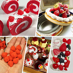 60 décoration de présentation en PVC en forme de fraise&nbsp;DJEW-SC0001-32