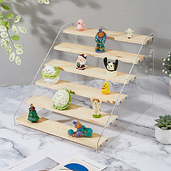 Rechteckiges Acryl mit hölzernen Minifiguren-Organizer-Aufstellern&nbsp;ODIS-WH0038-102D