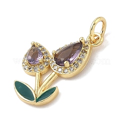 Pendentifs avec zircon cubiques à micro-pavés en laiton&nbsp;KK-K368-61G