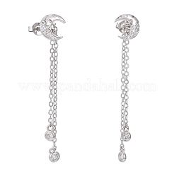 Boucles d'oreilles pendantes en laiton avec pavé de zircon cubique transparent&nbsp;EJEW-K083-16P