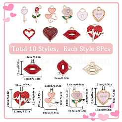 80pcs 10 pendentifs en émail en alliage de style&nbsp;ENAM-SC0004-52