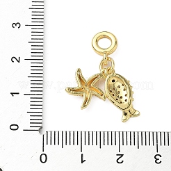 Messing Pavé klar Zirkonia Meerestiere europäischen Anhänger&nbsp;KK-I371-39G-02
