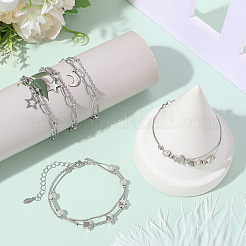 5 Stück 5 Stile Legierung mehrsträngige Armbänder für Frauen&nbsp;BJEW-SC0001-58