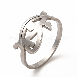 Anello da donna in acciaio inossidabile 201 anti-ossidazione con occhio di Horus&nbsp;LS-RJEW-K239-10P