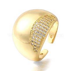 Bagues de manchette ouvertes en laiton avec micro pavé de zircone cubique pour femmes&nbsp;RJEW-K292-09G