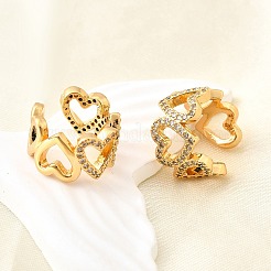 Messing Micro Pave klare Zirkonia Manschette Ohrringe&nbsp;EJEW-F370-31G