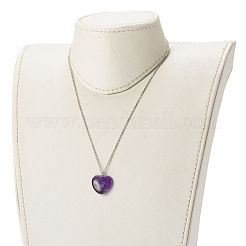 Collier pendentif coeur en agate naturelle teinte&nbsp;NJEW-JN03571
