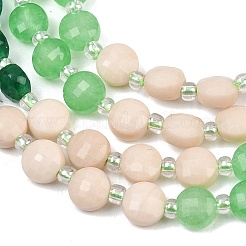 Hebras de cuentas fósiles y jade blanco teñido de ágata natural&nbsp;G-Z135-B02