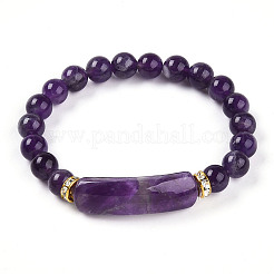 Bracelets extensibles avec perles en améthyste naturelle&nbsp;BJEW-T022-04G