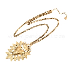 Collane con catena a forma di grano con ciondolo a forma di cuore in cristallo e strass in acciaio inossidabile 304&nbsp;NJEW-P344-01G