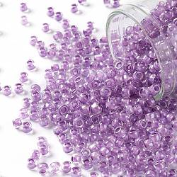 Toho perles de rocaille rondes, Perles de rocaille japonais, (936) intérieur couleur lilas foncé doublé, 8/0, 3mm, Trou: 1mm, environ 1110 pcs/50 g