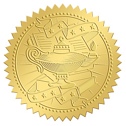 Selbstklebende Aufkleber mit Goldfolienprägung, Medaillendekoration Aufkleber, Trophäenmuster, 50x50 mm