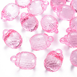 Pendentifs acryliques transparents sur le thème de l'automne, facette, 3d kaki, perle rose, 27.5x19.5mm, Trou: 4mm, environ 95 pcs/500 g