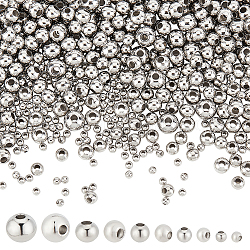 NPerlen ca. 1050 Stück Edelstahlperlen, 5 Größen, massive Metall-Abstandsperlen, 304 Edelstahl-Unterlegscheibe-Perlen, 3 mm, 4 mm, 5 mm, 6 mm, 8 mm, silberne Abstandsperlen für die Herstellung von DIY-Armbändern und Schmuck