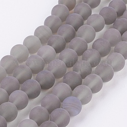 Chapelets de perles en agate grise naturelle, mat, ronde, 8mm, Trou: 1mm, Environ 49 pcs/chapelet, 15.7 pouce