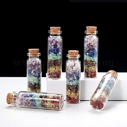 ボトルの装飾を望む透明なガラス  チャクラ天然宝石ドリフトチップ入り  家のデスクトップの装飾用  70~80mm