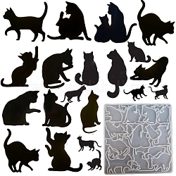 Moldes colgantes de silicona diy con forma de gato, moldes de resina, para resina uv, fabricación de joyas de resina epoxi, blanco, 192x187mm