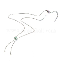 Placage ionique (ip) 304 fabrication de collier coulissant en acier inoxydable, avec des chaînes porte-câbles et des perles d'arrêt de curseur, couleur arc en ciel, 19.88 pouce (50.5 cm)