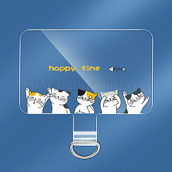 Пластиковый ремешок для мобильного телефона из ПВХ, прозрачная прокладка для крепления патчей, прямоугольные, форма кошки, 5x3.6 см