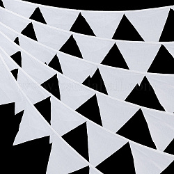 Bannières de drapeaux de fanion de coton, pour la fête d'anniversaire, célébration du festival, triangle, blanc, 3120x175x1mm