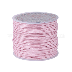 Cotton Waxed Cord Pink String Cord, 1mm, about 25m/roll