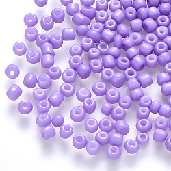 6/0 Baking Paint Glass Round Seed Beads, Lilac, 4~5x3~4mm, Hole: 1~2mm, about 4500pcs/pound