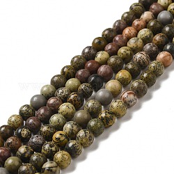 Chapelets de perles de jaspe dendritique naturelle, ronde, 6mm, Trou: 0.9mm, Environ 59~60 pcs/chapelet, 14.76~14.96 pouce (37.5~38 cm)