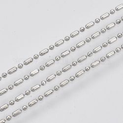 Brass Ball Chains, Ball & Bar Faceted Beaded Chains, Long-Lasting Plated, Soldered, with Spool, Cadmium Free & Nickel Free & Lead Free, Platinum, 2.2x1.2mm and 1.2mm, about 32.8 Feet(10m)/roll