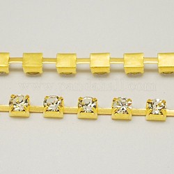 3.5mm Wide Golden Tone Grade A Garment Decorative Trimming Brass Crystal Rhinestone Cup Strass Chains