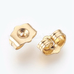 Auricolari in ottone, chiusure per orecchini a frizione per orecchini a bottone, oro, 7.5x6x4mm, Foro: 0.6 mm