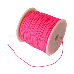 Filo di nylon intrecciato, cordoncino cinese per annodare cordoncino per bordare gioielli, rosa intenso, 0.8mm, circa 100iarde/rotolo