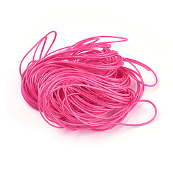 Cordes en polyester ciré coréen, rose foncé, 1mm, environ 16.4 yards (15 m)/sac