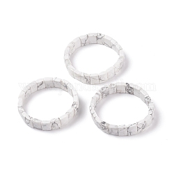 Bracelets extensibles de howlite naturelle, facette, rectangle, 2-3/8 pouce (6 cm)