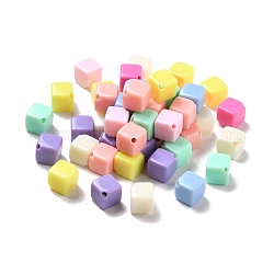 Opaque Acrylic Beads, Cube, Mixed Color, 10x10x10mm, Hole: 1.5mm