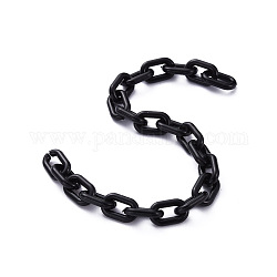 Handmade Opaque Acrylic Cable Chains, Black, 15x9x3mm, 39.37 inch(1m)/strand