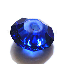 Имитация австрийских кристаллов, класс AAA, граненые, плоско-круглые, синие, 4.5x2.5 мм, отверстие : 0.7~0.9 мм