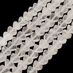 Chapelets de perles en cristal de quartz naturel, perles de cristal de roche, cœur, 7~7.5mm, Trou: 0.6mm, Environ 62 pcs/chapelet, 14.80''~15'' (37.6~38.1 cm)