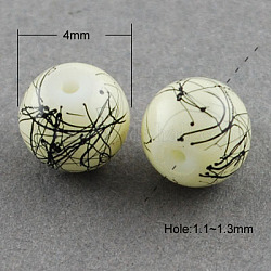 Drawbench Glass Bead Strands, Round, Champagne Yellow, 4mm, Hole: 1.1~1.3mm, about 200pcs/strand, 31.4inch