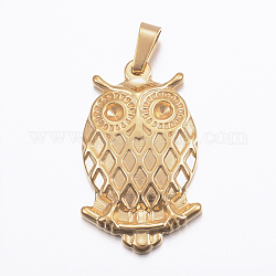 Ion Plating(IP) 304 Stainless Steel Pendant Rhinetsone Settings, Owl, Golden, 34x20.5x4mm, Hole: 8x4mm, Fit for 3mm rhinestone
