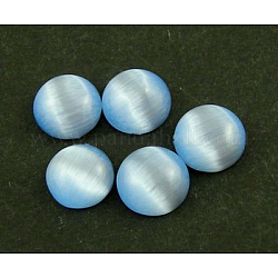 Cat Eye Glass Cabochons, Half Round/Dome, Thistle, about 18mm in diameter, 4.8mm thick